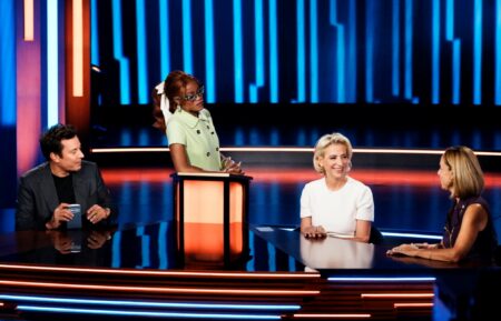 PASSWORD -- Episode 307 -- Pictured: (l-r) Jimmy Fallon, Keke Palmer, Dorinda Medley, a contestant