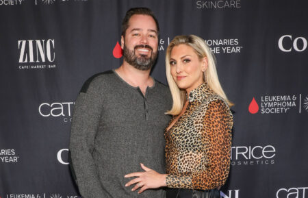 Travis Mullen (L) and Gina Kirschenheiter (R) attend Sparkle's Drag Spectacular benefiting the Leukemia and Lymphoma Society at The Comedy Chateau on April 27, 2024 in North Hollywood, California