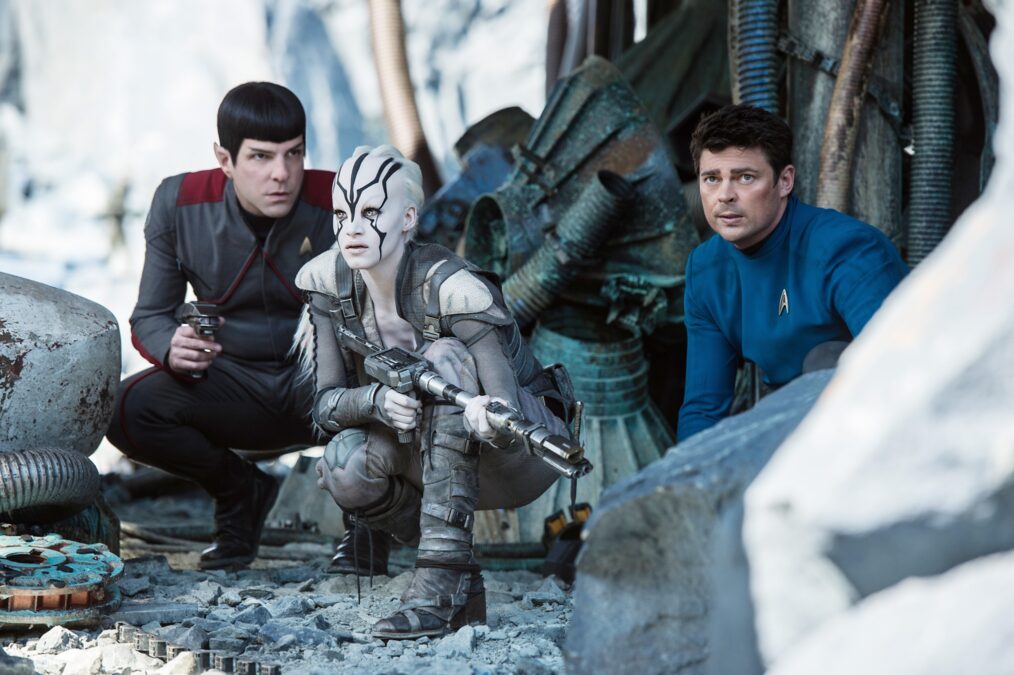 Zachary Quinto, Sofia Boutella, and Karl Urban in 'Star Trek Beyond'