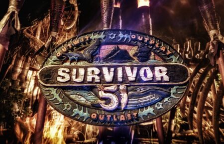 Survivor 51 logo with torches in 'Survivor 51' Episode 1