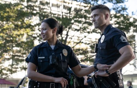 Melissa O'Neil as Lucy, Eric Winter as Tim — 'The Rookie' Season 8 Episode 10 "His Name Was Martin"