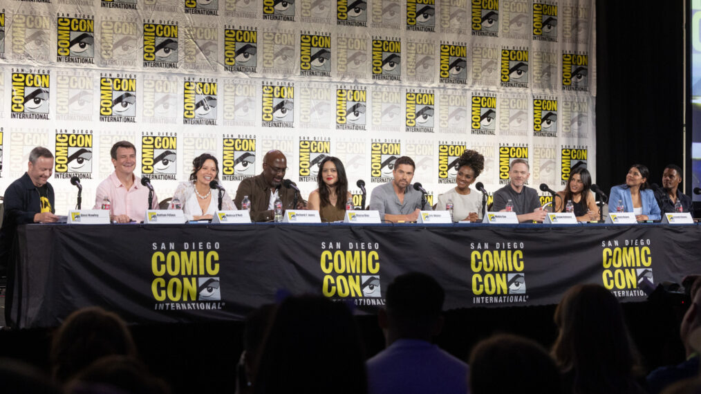 Alexi Hawley, Nathan Fillion, Melissa O’Neil, Richard T. Jones, Alyssa Diaz, Eric Winter, Mekia Cox, Shawn Ashmore, Jenna Dewan, Lisseth Chavez, Deric Augustine at San Diego Comic-Con 2026 on Saturday, July 25, 2026