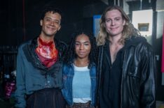 Jacob Anderson, Delainey Hayles, and Sam Reid behind the scenes of 'The Vampire Lestat' finale