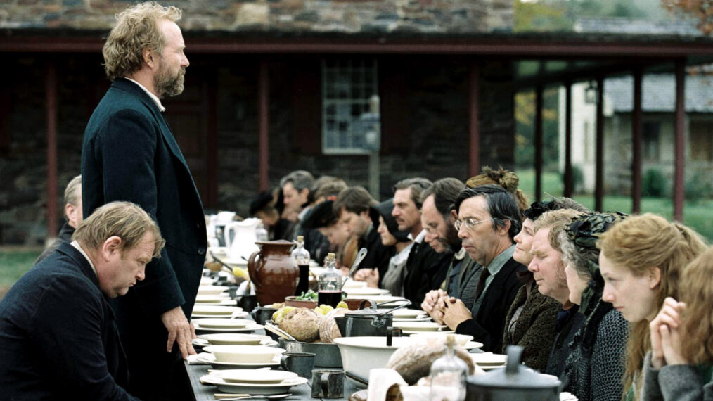 William Hurt as Edward Walker, Brendan Gleeson as August Nicholson, and other cast members of 'The Village'