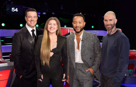 Carson Daly, Kelly Clarkson, John Legend, Adam Levine