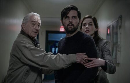 Robert De Niro as Peter Willis, Adam Scott as Tom Kennedy and Michelle Monaghan as Amanda Beck — 'The Whisper Man'