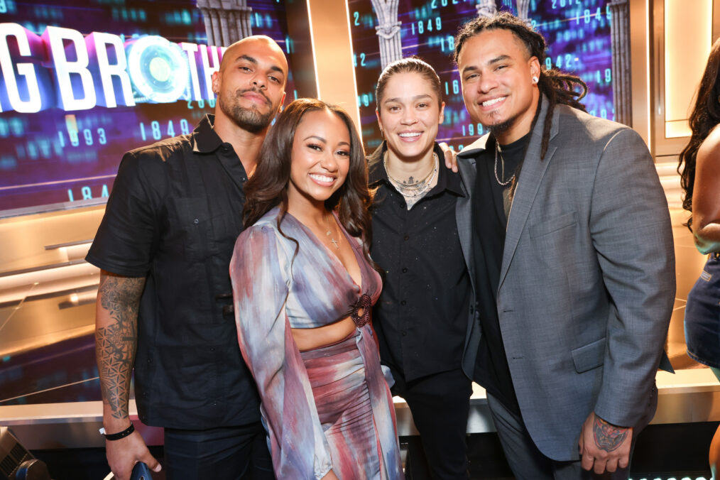Josue ‘Josh’ Martinez, Chelsie Baham, Kaycee Clark and Keanu Soto at the Big Brother, 1,000th Episode Celebration on the Radford Studios Lot in Los Angeles, California - August 27, 2026. Photo: Matthew Taplinger/CBS ©2026 CBS Broadcasting, Inc. All Rights Reserved.