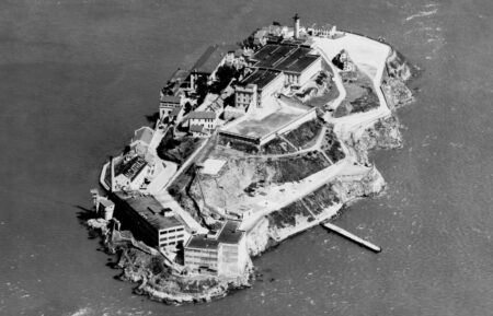 Alcatraz Federal Prison in San Francisco Bay, California, 1938. (BSLOC_2013_8_165)