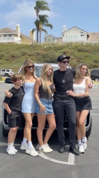 Christina Haack, Tarek El Moussa, and Heather Rae El Moussa with kids Brayden and Taylor, Instagram, August 13, 2026.