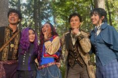 Jacob Rodriguez as Kronk Jr., Momona Tamada as Zara, Dior Goodjohn as Jennie, Harry Jones as Lou, and Eva Fossaceca Smedley as Meri in 'Hidden Heroes: A Descendants Story'
