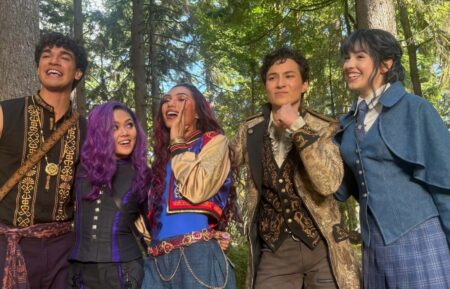 Jacob Rodriguez as Kronk Jr., Momona Tamada as Zara, Dior Goodjohn as Jennie, Harry Jones as Lou, and Eva Fossaceca Smedley as Meri in 'Hidden Heroes: A Descendants Story'