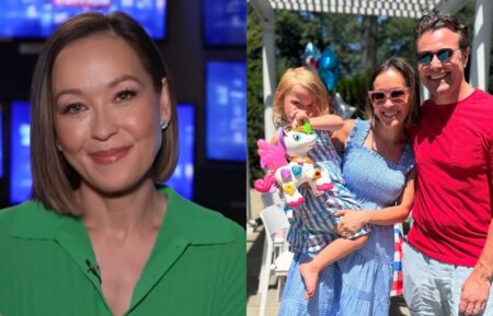 Eva Pilgrim, 'Inside Edition' YouTube, July 7, 2025; Eva Pilgrim with husband Ed Hartigan and daughter Ella, Instagram, July 5, 2025.