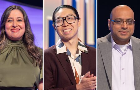 Juveria Zaheer, Andrew He, and Yogesh Raut of 'Jeopardy! Masters'