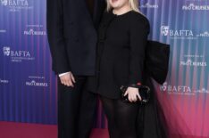 LONDON, ENGLAND - APRIL 24: Jake Dunn and Nicola Coughlan attend the BAFTA Television and Television Craft Nominees' Party supported by P&O Cruises at The V&A on April 24, 2025 in London, England
