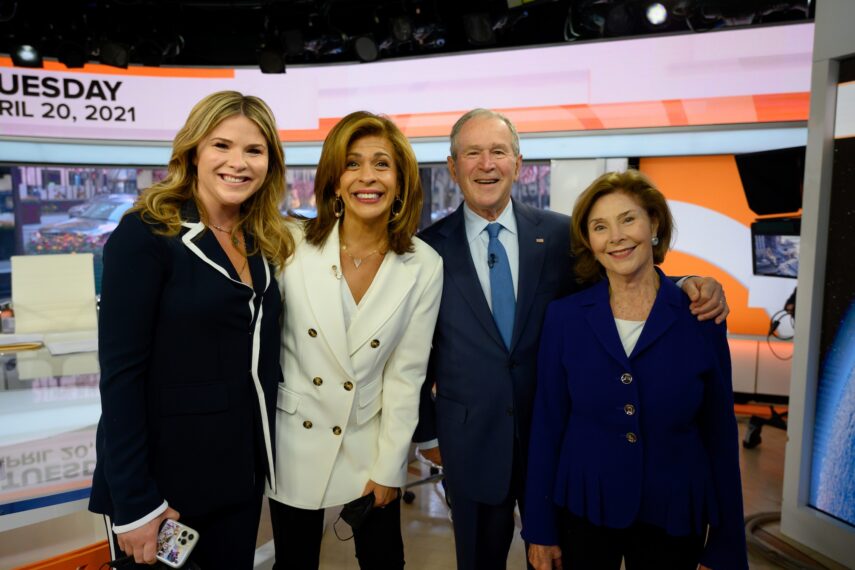 Jenna Bush Hager, Hoda Kotb, George W. Bush, and Laura Bush on the April 20, 2021, episode of NBC's 'Today.'
