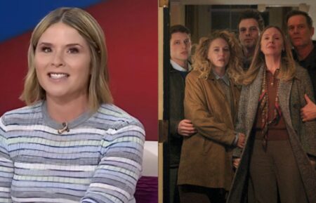 Jenna Bush Hager on the August 5, 2026, episode of 'Today With Jenna & Sheinelle'; Taylor Bloom as Russ Hollingsworth, Kat Cunning as Clare Hollingsworth, Tommy O'Brien as Micah Hollingsworth Jr, Hope Davis as Jane Hollingsworth, Peter Krause as Mike Hollingsworth — 'Line of Fire' Pilot