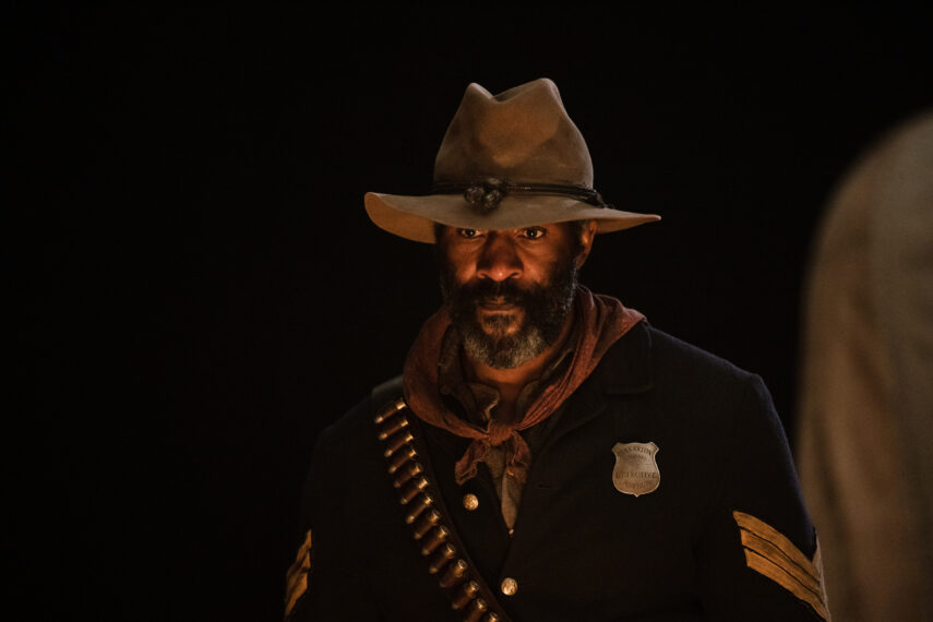 Pictured: LaMonica Garrett as Thomas of the Paramount+ original series 1883. Photo Cr: Emerson Miller/Paramount+ © 2022 MTV Entertainment Studios. All Rights Reserved.