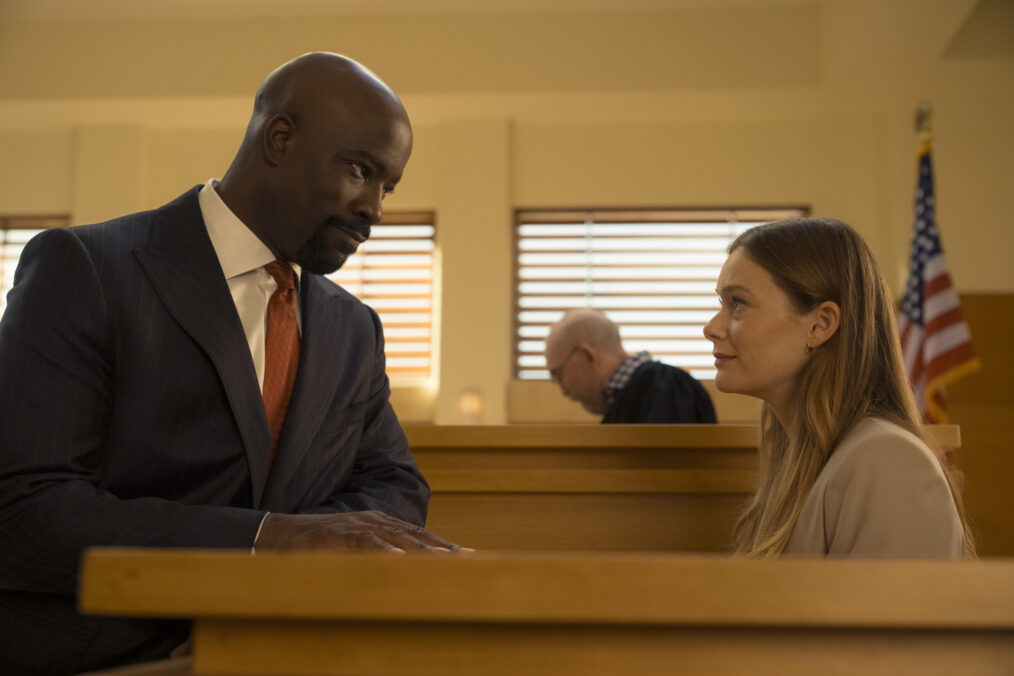 "Michael and Olivia" -- Coverage of the CBS Original Series CUPERTINO, scheduled to air on the CBS Television Network. Pictured (L-R): Mike Colter as Michael Price and Rachel Keller as Olivia Siffre. Photo: Elizabeth Fisher/CBS ©2026 CBS Broadcasting, Inc. All Rights Reserved.