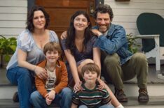 Melanie Lynskey, Matan Friedman, Sunny Sandler, Eltan Friedman, and Max Greenfield in 'Don't Say Good Luck,' Netflix movie, premieres August 14, 2026.