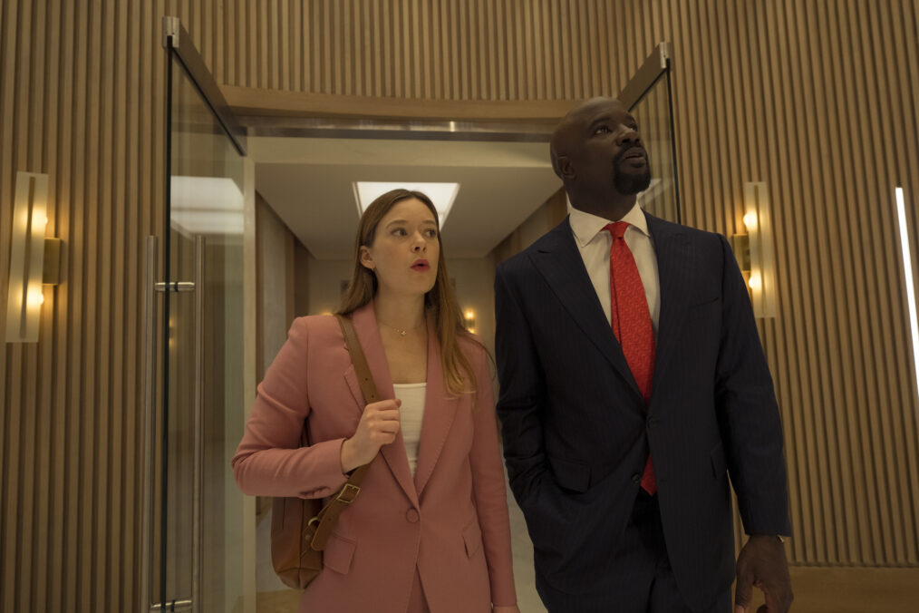 "Michael and Olivia" -- Coverage of the CBS Original Series CUPERTINO, scheduled to air on the CBS Television Network. Pictured (L-R): Rachel Keller as Olivia Siffre and Mike Colter as Michael Price. Photo: Elizabeth Fisher/CBS ©2026 CBS Broadcasting, Inc. All Rights Reserved.