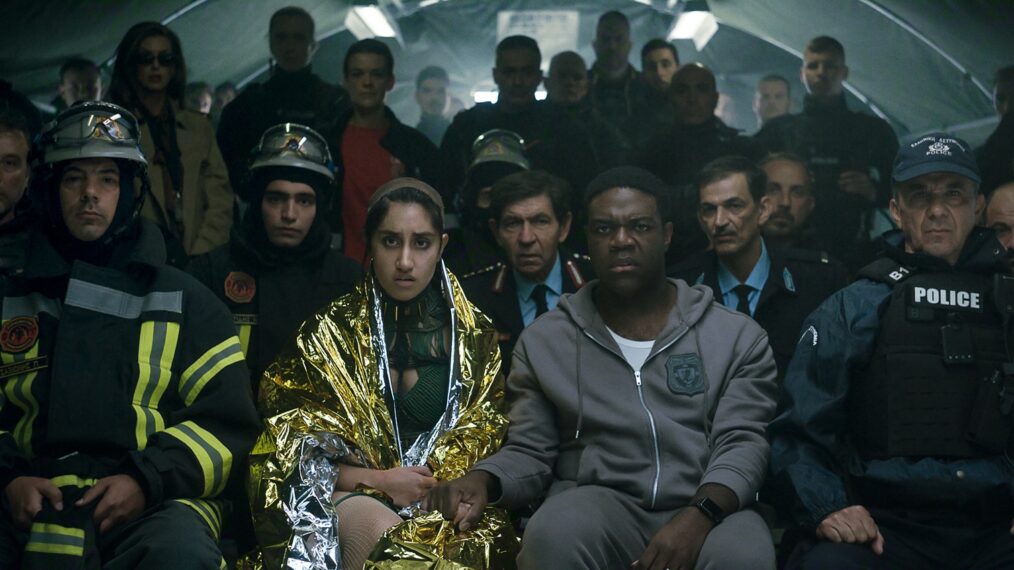 Sacrifice. (L-R) Ambika Mod as Katie and Sam Richardson as Oliver in Sacrifice. Cr. Courtesy of Netflix © 2026