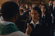 Nnamdi Asomugha as Father Samuel Franklin, Sofia Wylie as Grace in episode 101 of The Body