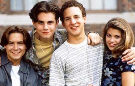 BOY MEETS WORLD, from left: Will Friedle, Rider Strong, Ben Savage, Danielle Fishel