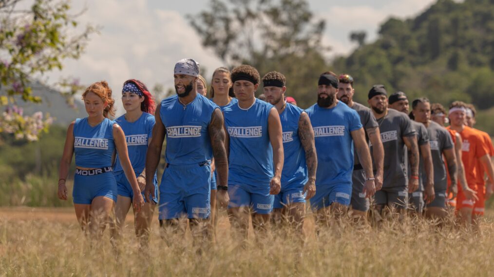 L-R: Cassidy Clark, Cara Maria Sorbello, Nelson Thomas, Alexis “Lete”, Cedric Hodges, Josh Goldstein, Brad Fiorenza, Chris Underwood, Cory Wharton, Leo Dionicio, Keanu Soto, Justin Hensley, Will Gagnon, CT Tamburello in The Challenge in The Challenge, episode 1, season 42, streaming on Paramount+, 2026. Photo credit: Jonne Roriz/Paramount+