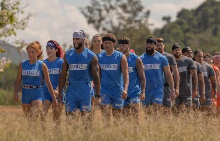 L-R: Cassidy Clark, Cara Maria Sorbello, Nelson Thomas, Alexis “Lete”, Cedric Hodges, Josh Goldstein, Brad Fiorenza, Chris Underwood, Cory Wharton, Leo Dionicio, Keanu Soto, Justin Hensley, Will Gagnon, CT Tamburello in The Challenge in The Challenge, episode 1, season 42, streaming on Paramount+, 2026. Photo credit: Jonne Roriz/Paramount+