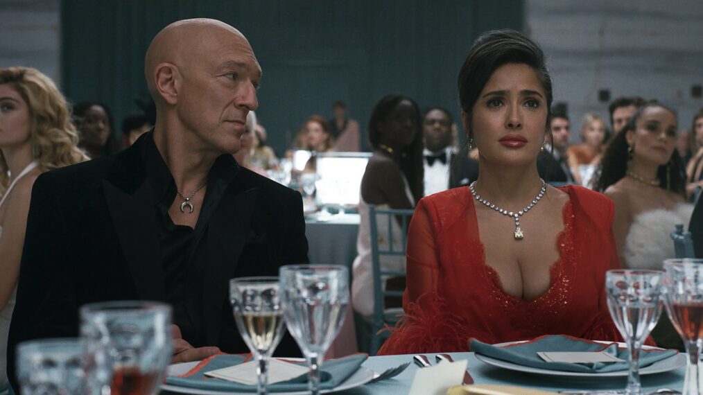 Sacrifice. (L-R) Vincent Cassel as Ben Bracken and Salma Hayek Pinault as Gloria Bracken in Sacrifice. Cr. Courtesy of Netflix © 2026