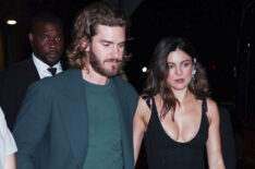 Andrew Garfield and Monica Barbaro are seen outside of the 'One Night Only' after party at The Crane Club in Chelsea on August 03, 2026 in New York City