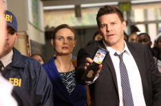 Emily Deschanel as Temperance “Bones” Brennan and David Boreanaz as Seeley Booth in ‘Bones’