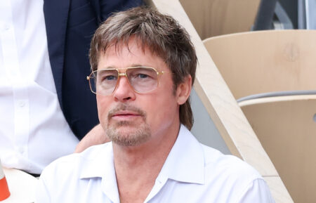 Brad Pitt attends Day Fourteen of the 2026 French Open on June 06, 2026 in Paris, France