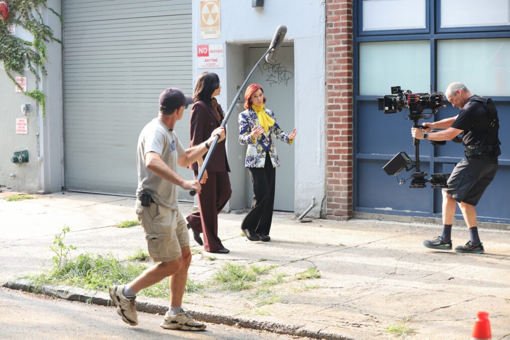 Britne Oldford and Carrie Preston are seen at the "Elsbeth" set in Brooklyn on August 14, 2026 in New York City.