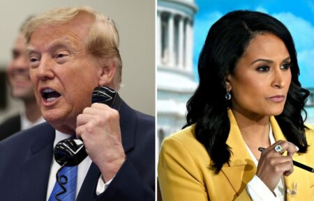 President Donald Trump speaks to astronauts aboard the International Space Station as he visits NASA's Mission Control Center​ at Johnson Space Center on August 28, 2026, in Houston, Texas; Kristen Welker hosts 'Meet the Press' on May 24, 2026