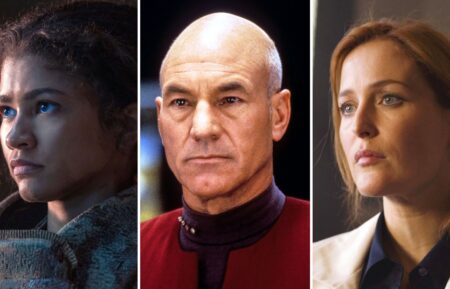 Zendaya as Patrick Stewart as Jean-Luc Picard in ‘Star Trek: Generations,’ Zendaya as Chani in ‘Dune: Part Two,’ and Gillian Anderson as Dana Scully in ‘The X-Files: I Want to Believe’