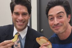 Asher Grodman and Ben Feldman behind the scenes of 'Ghosts' Season 6