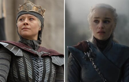 Emma D'Arcy as Rhaenyra in 'House of the Dragon' Season 3; Emilia Clarke as Daenerys in 'Game of Thrones' Season 8