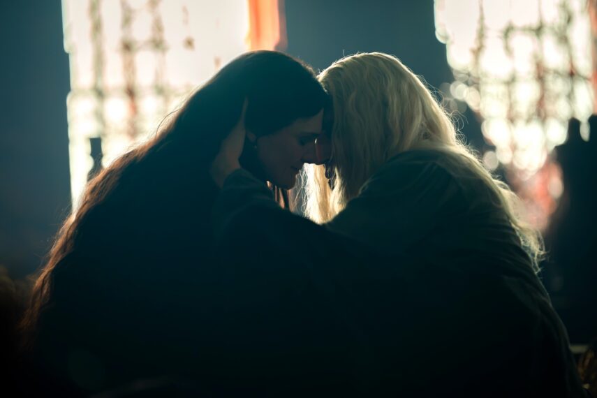 Gayle Rankin as Alys Rivers and Ewan Mitchell as Aemond Targaryen in the 'House of the Dragon' Season 3 finale