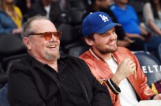 Actor Jack Nicholson and his son Ray attend Minnesota Timberwolves and Los Angeles Lakers basketball game at Staples Center March 24 2017, in Los Angeles, California.