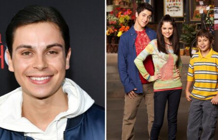 (left) Actor Jake T. Austin, (right) Austin with "Wizards of Waverly Place" costars David Henrie and Selena Gomez