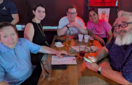 "Jeopardy! Champions Wildcard 2026" contestants (from left) Harvey Silikovitz, Stella Trout, Jonathan Hugendubler, and Will Yancey