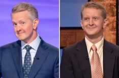 (left) Ken Jennings in 'Jeopardy! Masters' preview, (right) Jennings in 2004, answering 'What is a hoe?'
