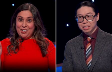 (left) "Jeopardy! Masters" competitor Juveria Zaheer (right) and Andrew He