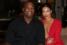 NFL Player Shaun Phillips (L) and Reality TV Personality Natalie Halcro (R) attend Shaun Phillips surprise birthday party on May 13, 2016 in West Hollywood, California