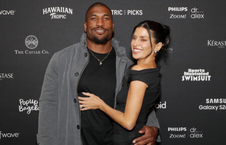 Larry English and Nicole Williams-English attend Sports Illustrated Swimsuit Social Club on May 15, 2026 in New York City