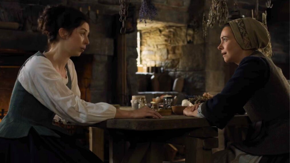 Hermione Corfield and Sara Vickers in 'Outlander: Blood of My Blood' Season 2