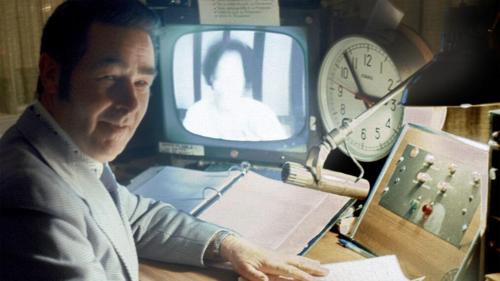 Paul Shannon in a WTAE announcer booth in 1975