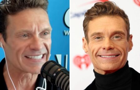 (left) Ryan Seacrest on his radio show in August 2026, (right) Seacrest on a red carpet