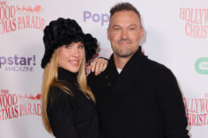 Brian Austin Green and Sharna Burgess at The 2025 Hollywood Christmas Parade on November 30, 2025 in Los Angeles, California